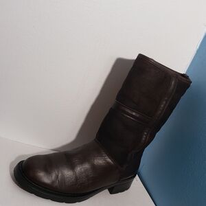 Henri Pierre Quebec Waterproof Leather Sheepskin Shearling Boot Choc Brown w8us